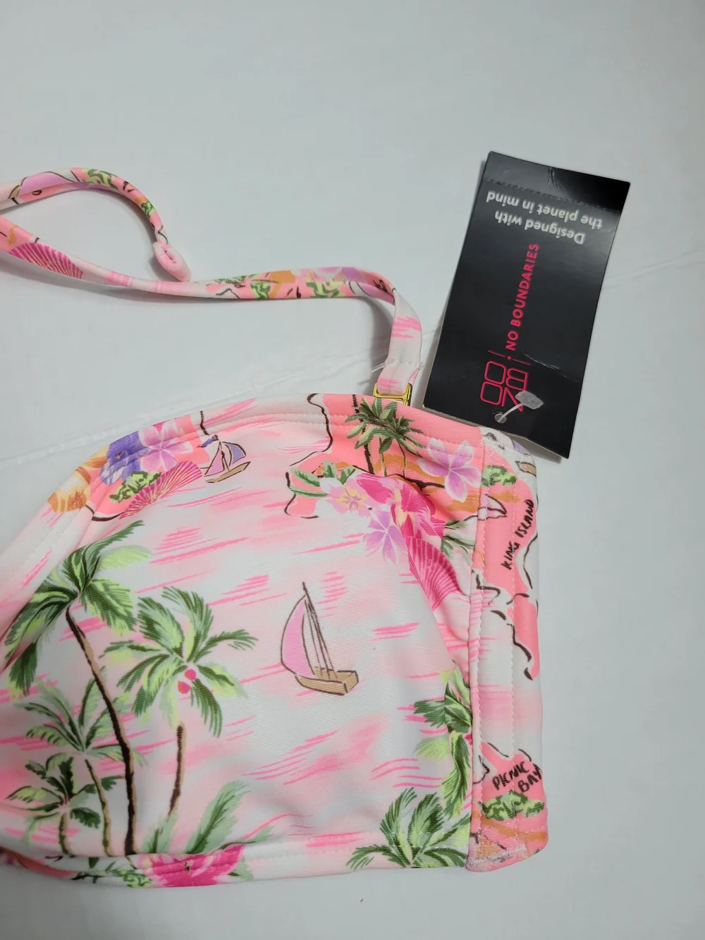 No Boundaries Pink Floral Bandeau Halter Bikini